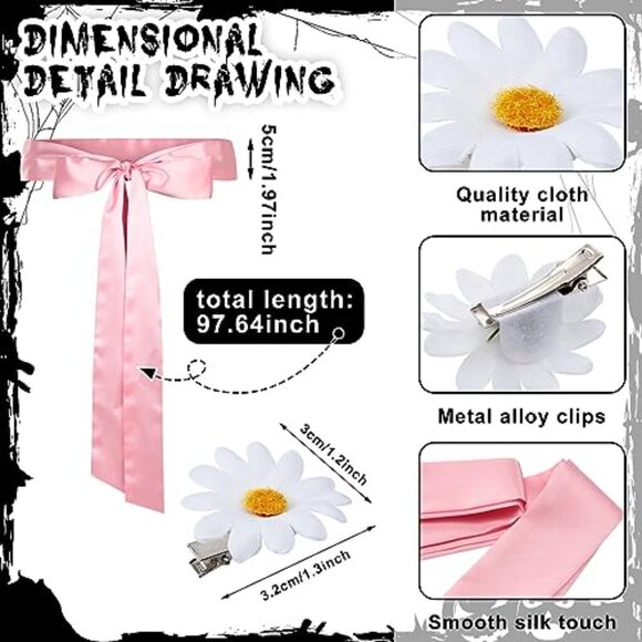 Halloween Twins Costume Accessories Set Knee High Socks Hair Clips Ribbon main image 4